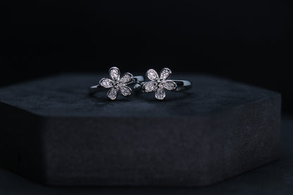 925 Flower Silver Toe Rings