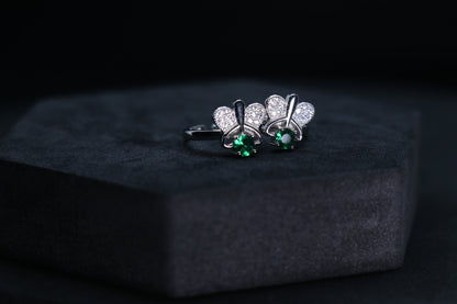 925 Silver Green Pearl Butterfly Toe Rings