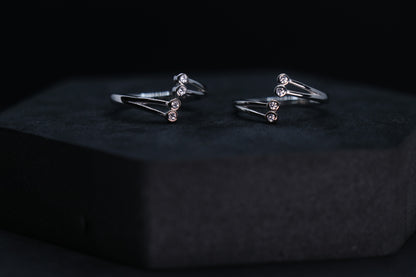 925 Silver Dainty Four Stone Toe Rings