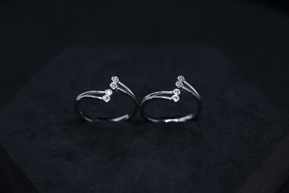 925 Silver Dainty Four Stone Toe Rings