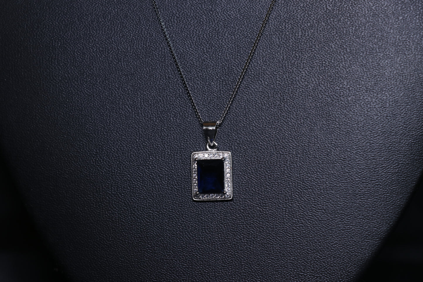 Silver Blue Solitaire Pendant Set