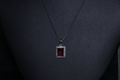 925 Silver Red Solitaire Pendant Set