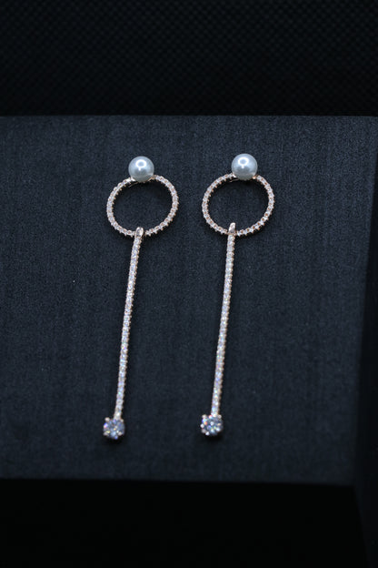 Pearl Rosegold Danglers Drop Earrings