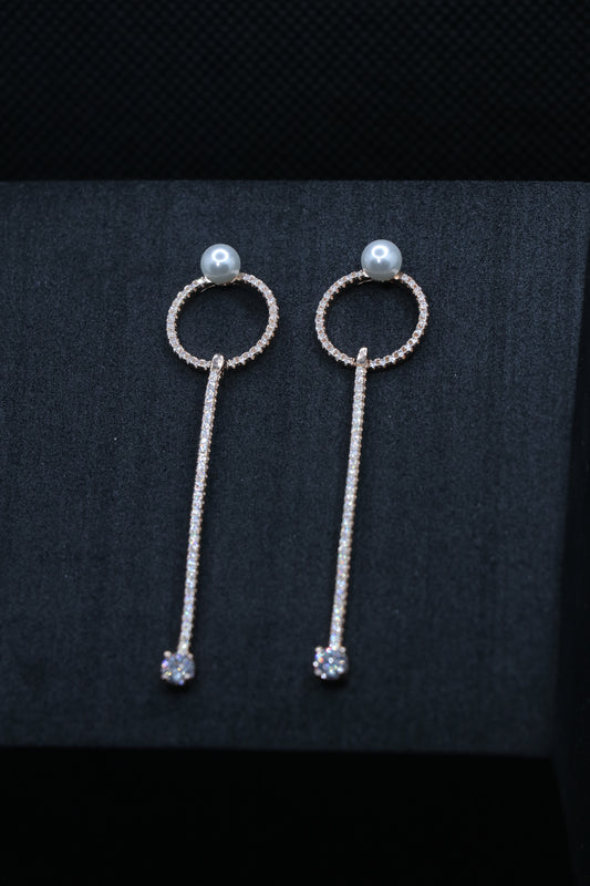 Pearl Rosegold Danglers Drop Earrings