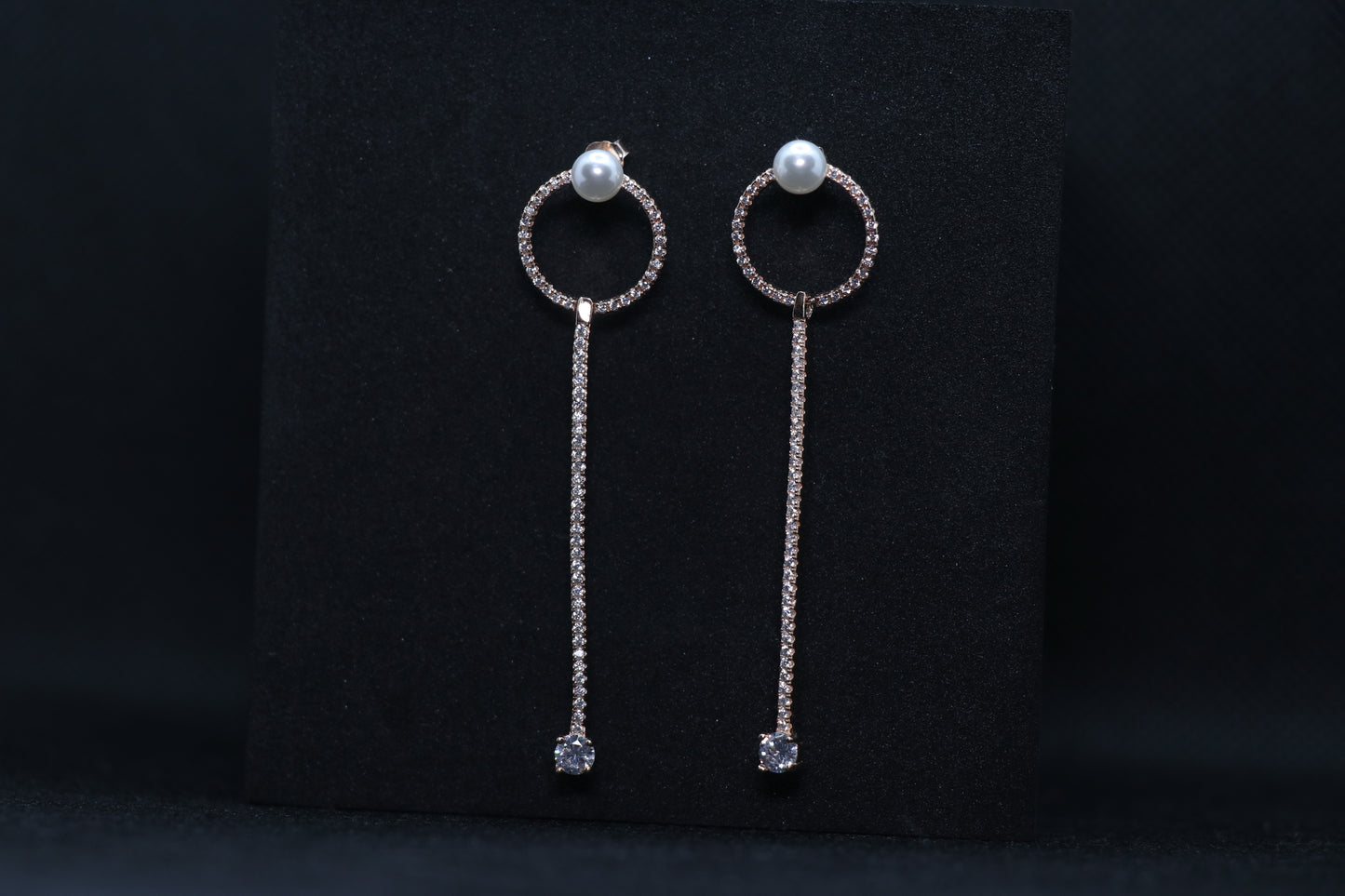 Pearl Rosegold Danglers Drop Earrings