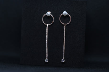 Pearl Rosegold Danglers Drop Earrings