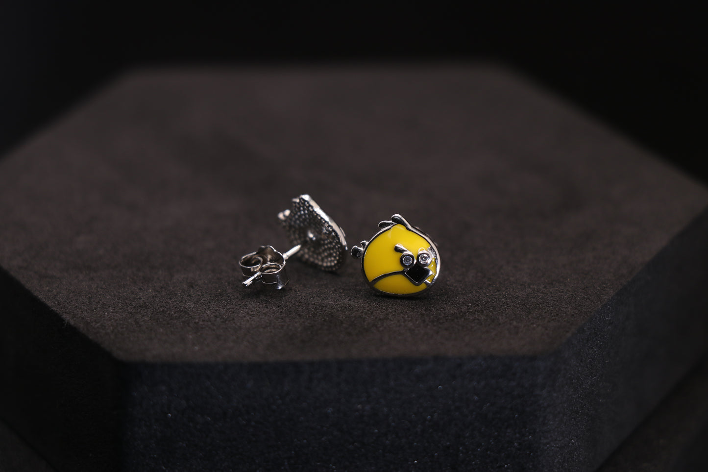 Yellow Angry Birds Silver Stud