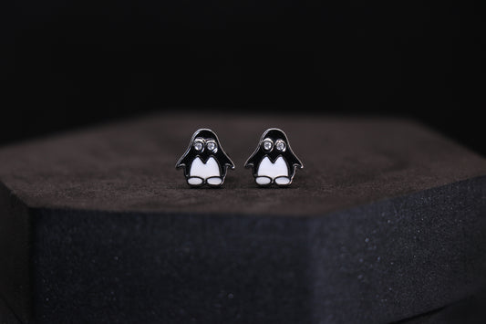 Black Penguin Silver Stud