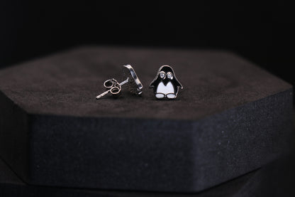 Black Penguin Silver Stud