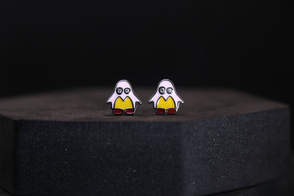 Yellow Penguin Silver Stud