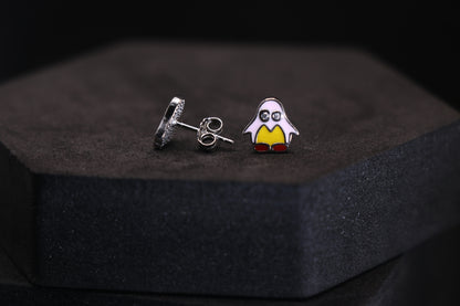 Yellow Penguin Silver Stud