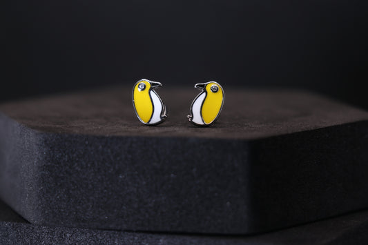 Yellow Li'l Bird Silver Stud