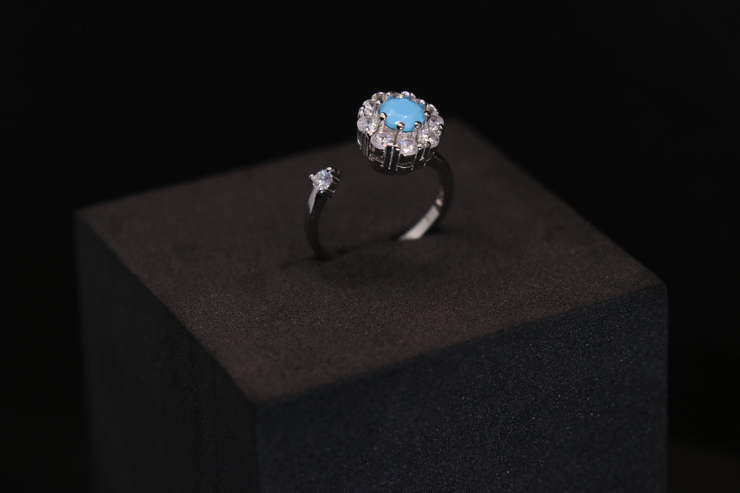 Rotatable Turquoise Silver Ring