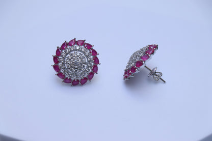 Ruby White Cluster Earrings