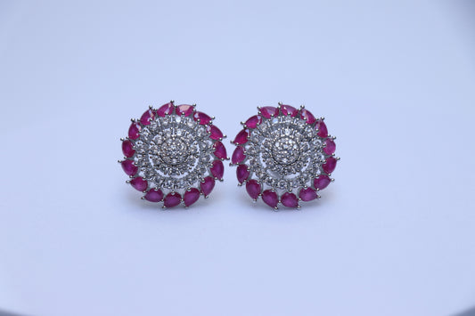 Ruby White Cluster Earrings