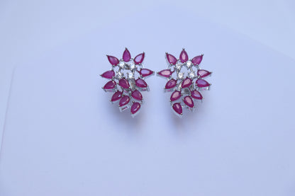 Ruby Cluster Earrings