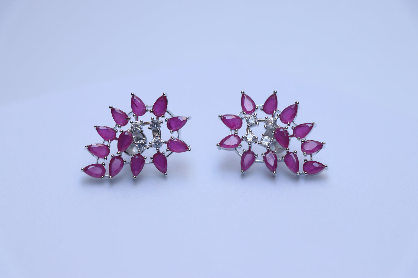 Ruby Cluster Earrings