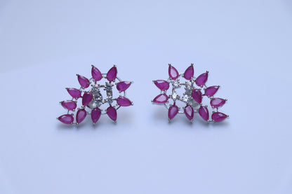 Ruby Cluster Earrings