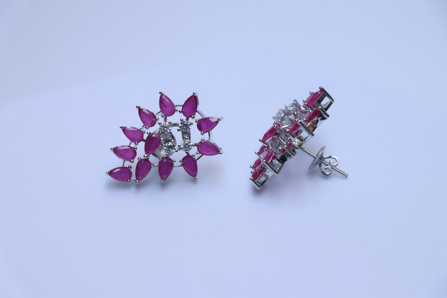 Ruby Cluster Earrings