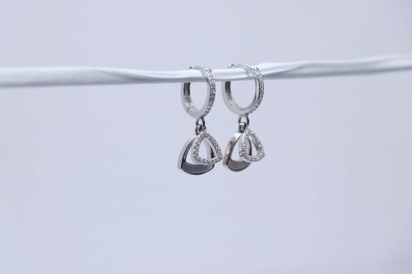 Double Diamond Studded Hoop Earrings