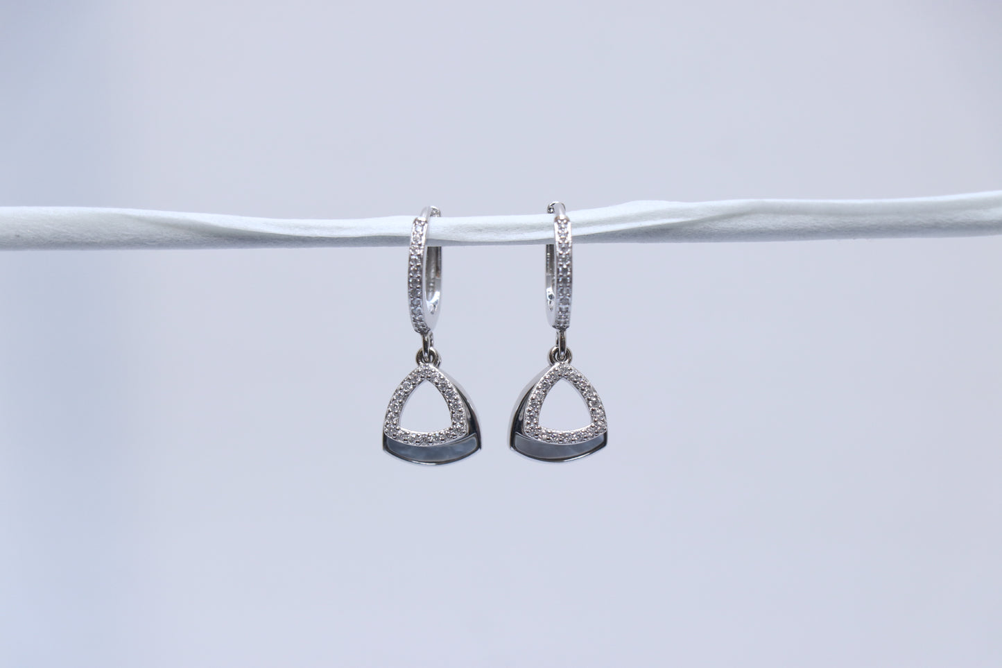 Double Diamond Studded Hoop Earrings