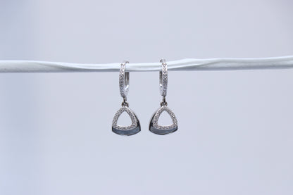 Double Diamond Studded Hoop Earrings