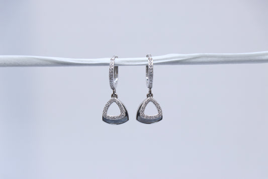 Double Diamond Studded Hoop Earrings