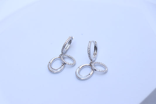 Oval Diamond Studded Hoop Earrings