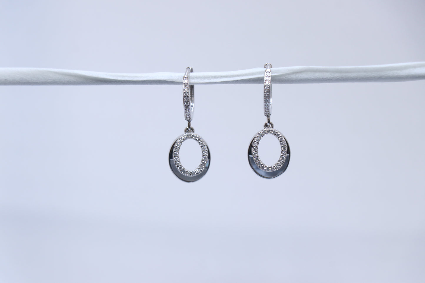 Oval Diamond Studded Hoop Earrings