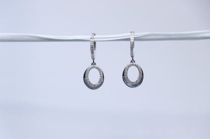 Oval Diamond Studded Hoop Earrings