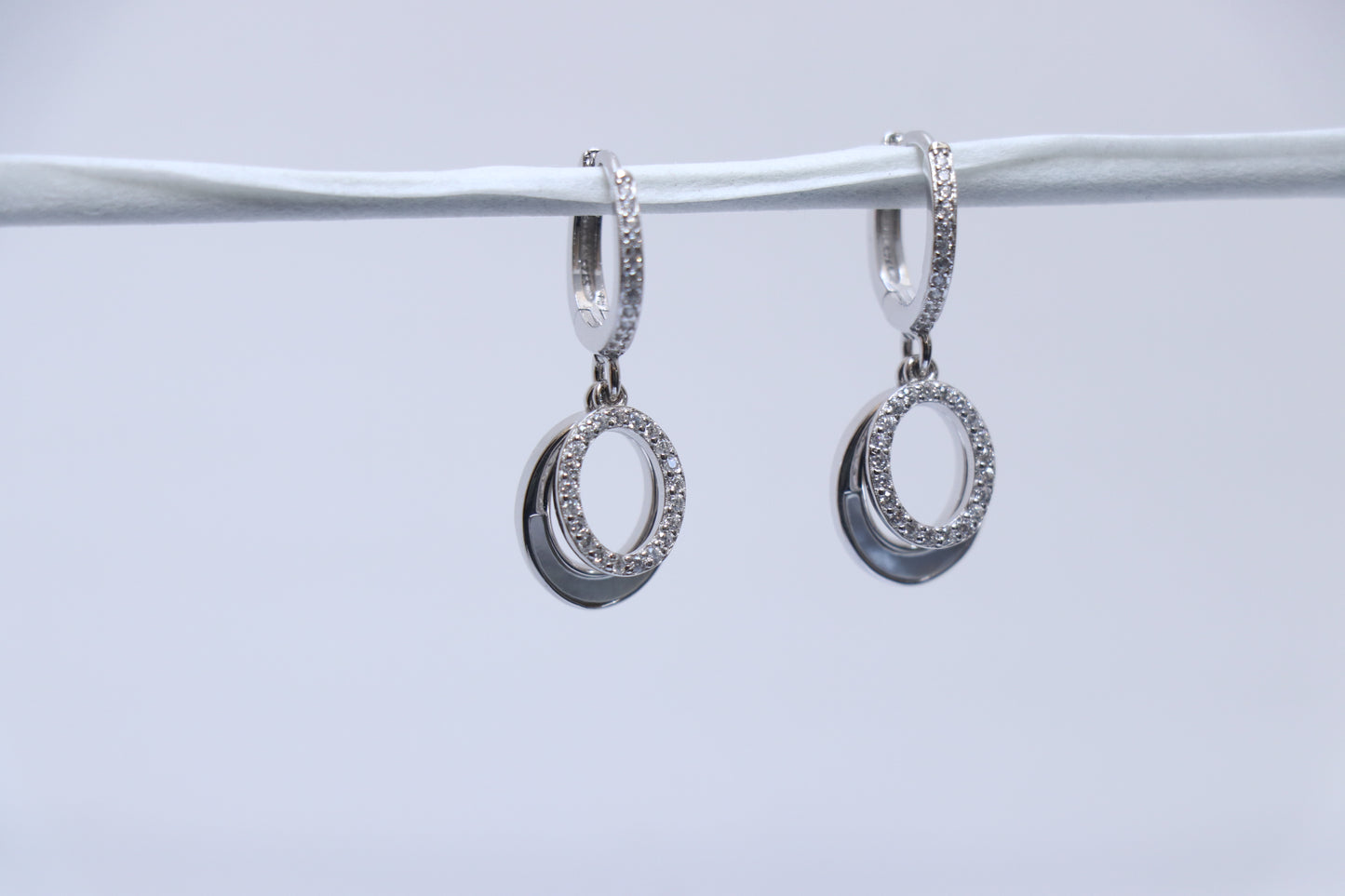 Oval Diamond Studded Hoop Earrings