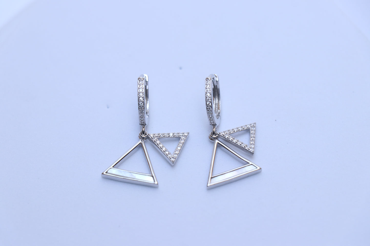 Triangle Diamond Studded Hoop Earrings