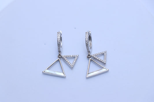 Triangle Diamond Studded Hoop Earrings