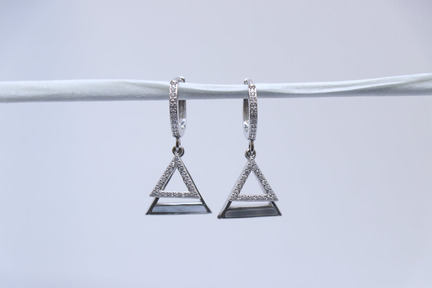 Triangle Diamond Studded Hoop Earrings