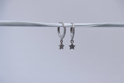 Li'l Stars Silver Hoop Earrings