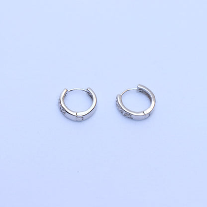 Diamond Cutting Silver Hoop Earrings