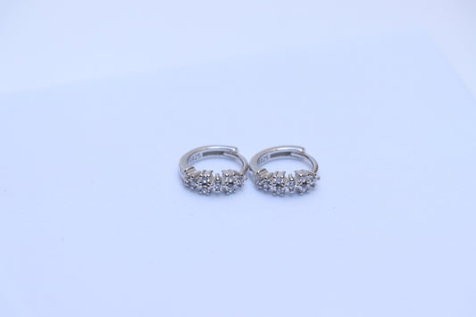 Diamond Studded Dainty Silver Hoop Earrings