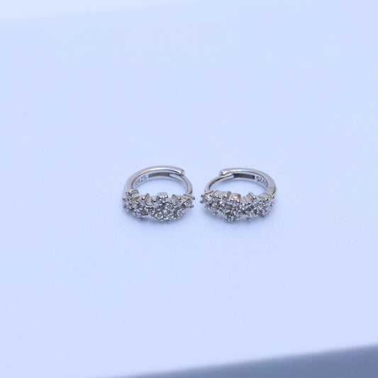 Diamond Studded Classic Silver Hoop Earrings