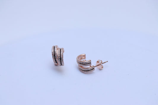 Rose Gold Double Half Circle Studs