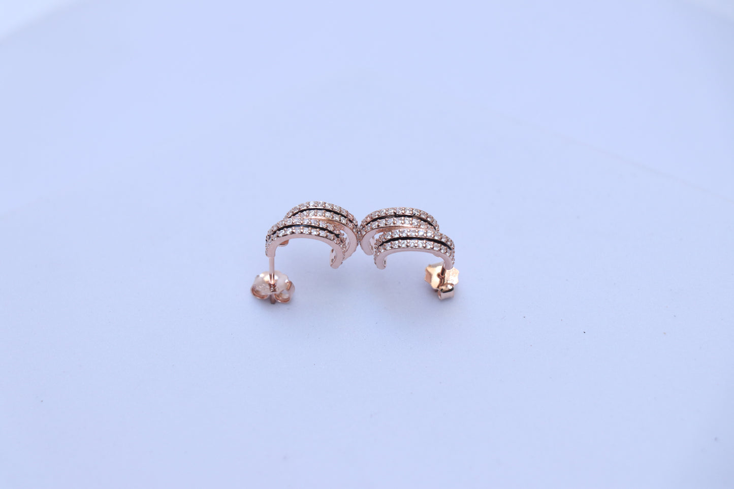 Rose Gold Double Half Circle Studs