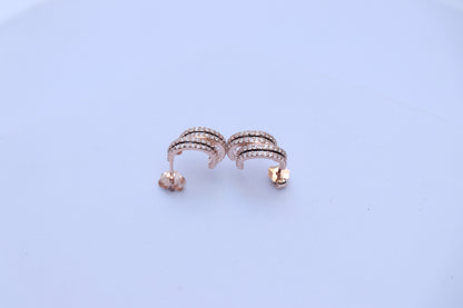 Rose Gold Double Half Circle Studs