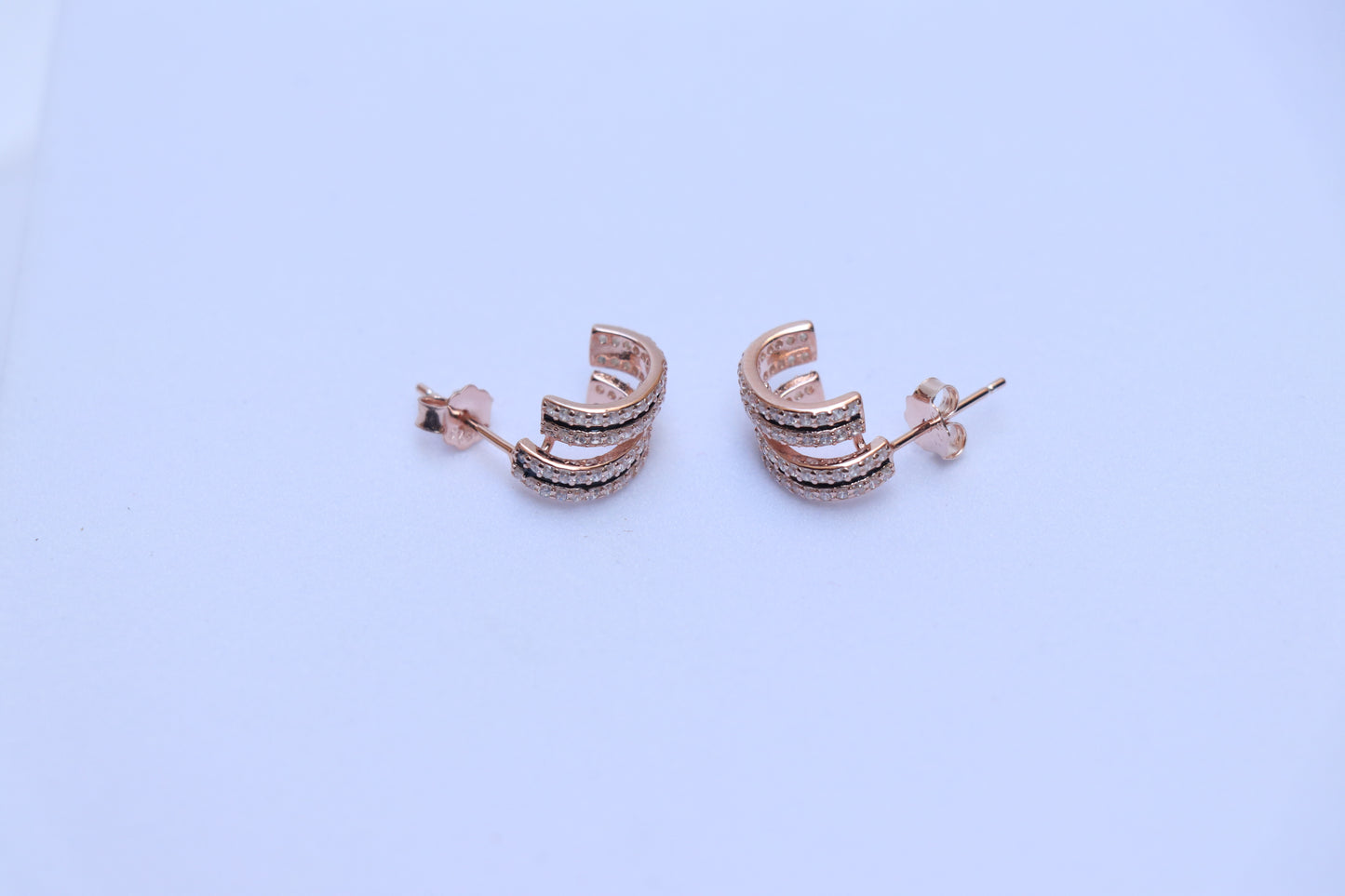 Rose Gold Double Half Circle Studs