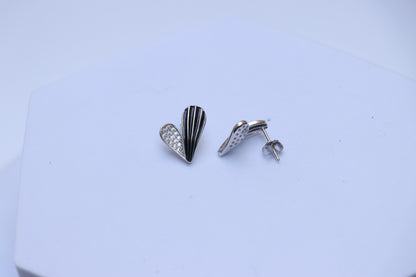 Black Enamel Silver Studs