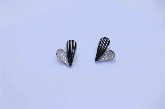 Black Enamel Silver Studs