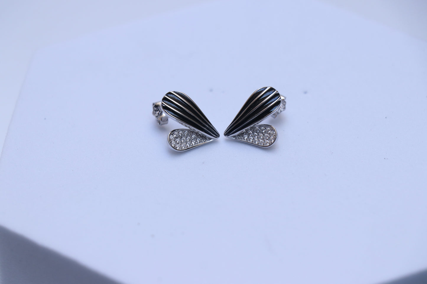 Black Enamel Silver Studs