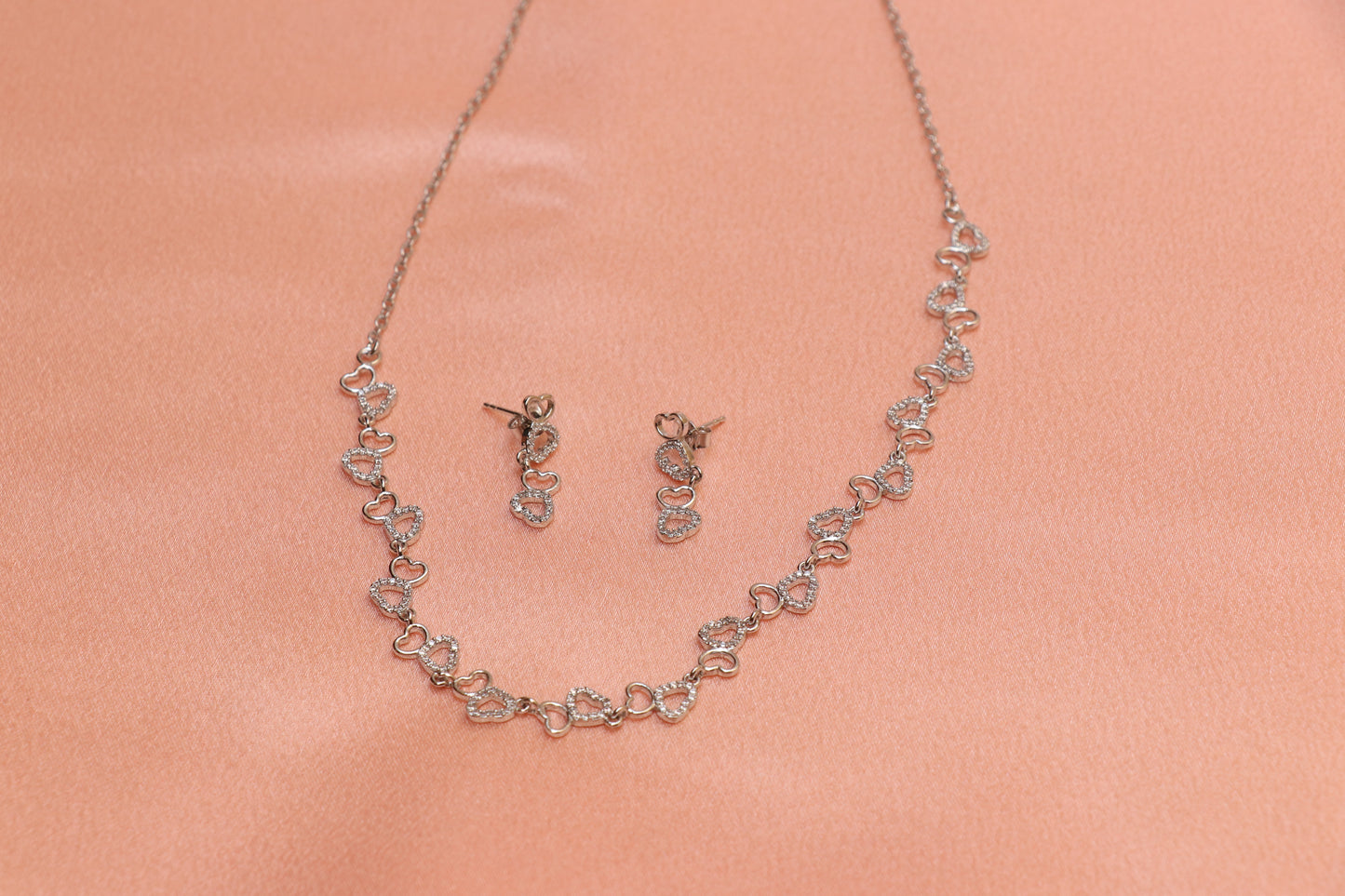 Heart design 925 Silver Necklace Set