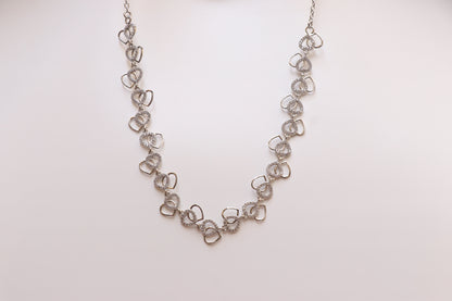 Silver Heart Diamond Necklace Set