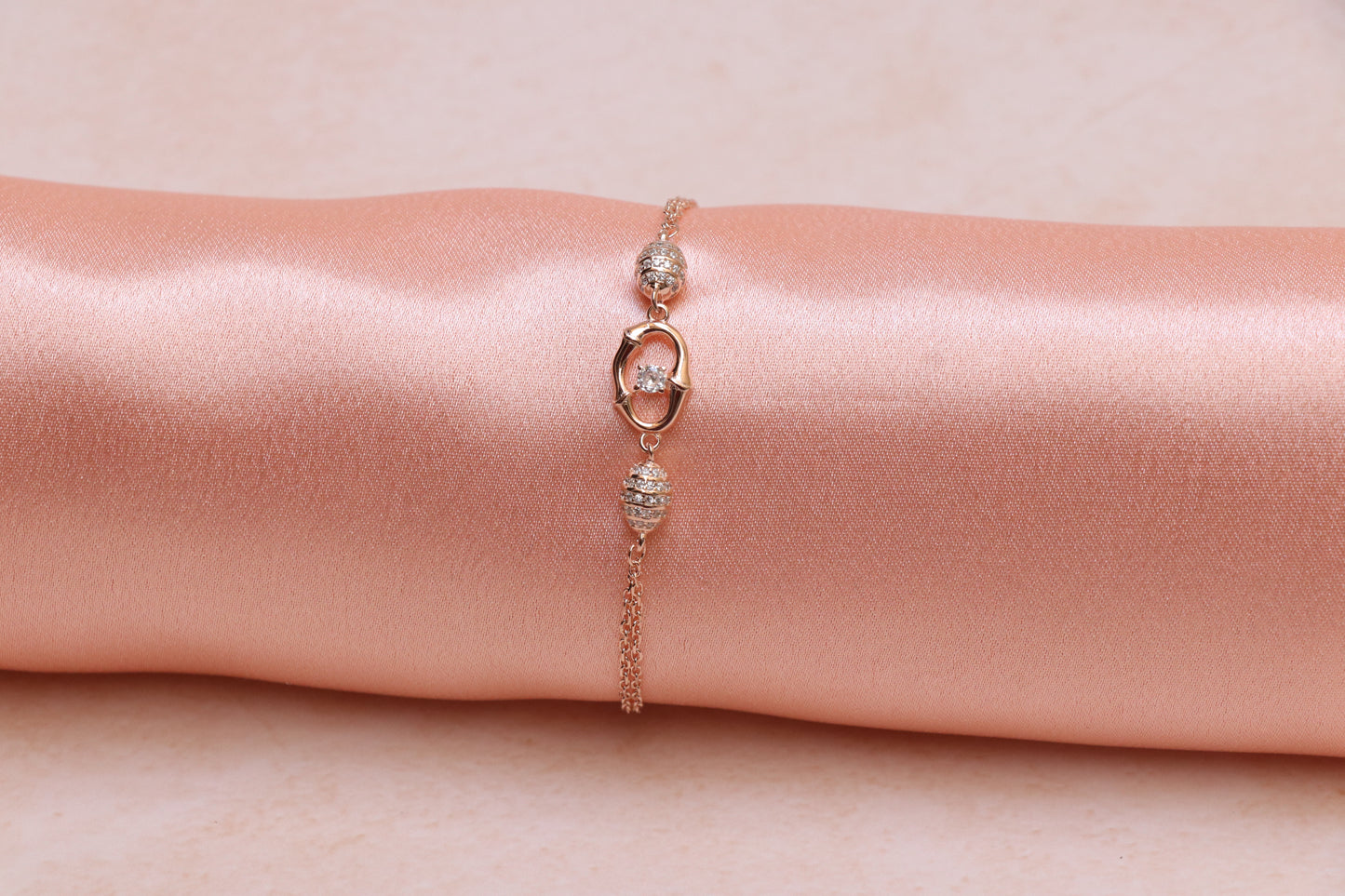 Rose Gold Solitaire Silver Chain Bracelet