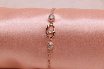 Rose Gold Solitaire Silver Chain Bracelet