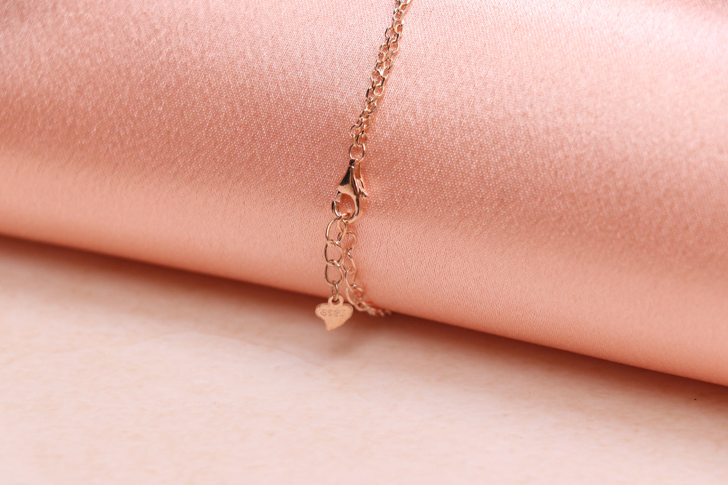 Rose Gold Solitaire Silver Chain Bracelet